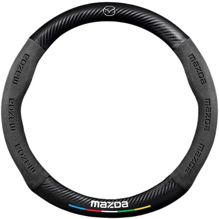 Car Steering Wheel Cover for Mazda Biante 2008-2018, Breathable Anti-Slip Steering Wheel Protector Leather Car Interior Accessories,A-O-Shape