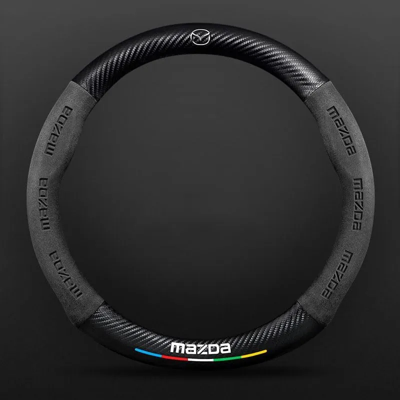 Car Steering Wheel Cover for Mazda Biante 2008-2018, Breathable Anti-Slip Steering Wheel Protector Leather Car Interior Accessories,A-O-Shape
