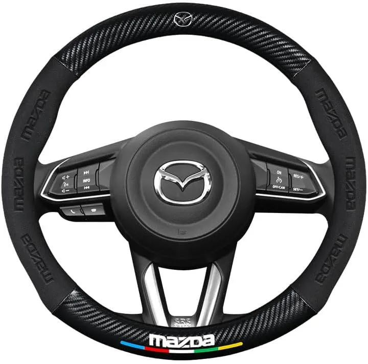 Car Steering Wheel Cover for Mazda Biante 2008-2018, Breathable Anti-Slip Steering Wheel Protector Leather Car Interior Accessories,A-O-Shape