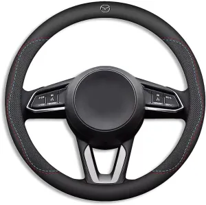 Car Steering Wheel Cover for Mazda Biante 2008-2018 Durable Leather Microfiber Cover Anti-Slip Breathable Car Protector Interior Accessories,B