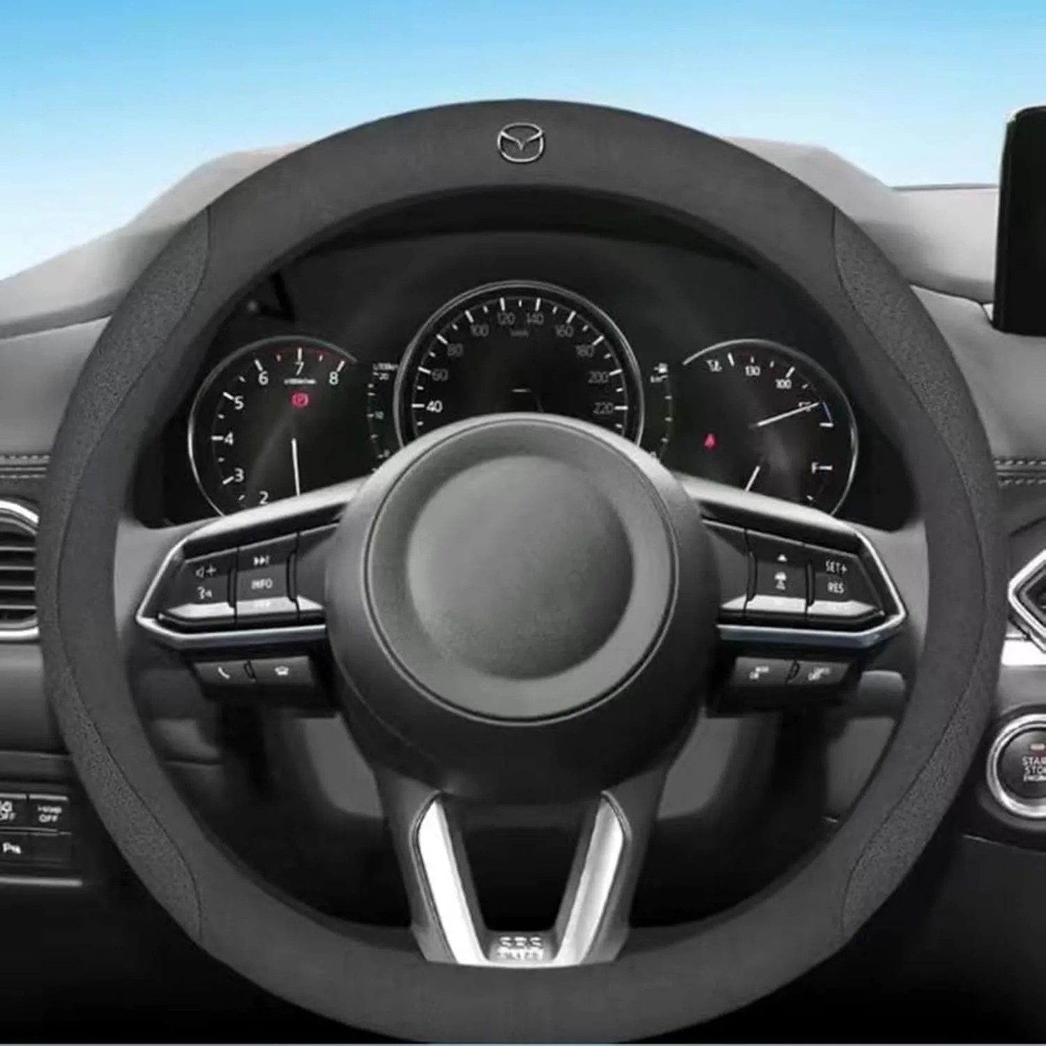 Car Steering Wheel Cover for Mazda Biante 2008-2018, Non-Slip Breathable Microfiber Leather Steering Wheel Cover, Steering Wheel Protector Interior Accessories,E Orange, normal