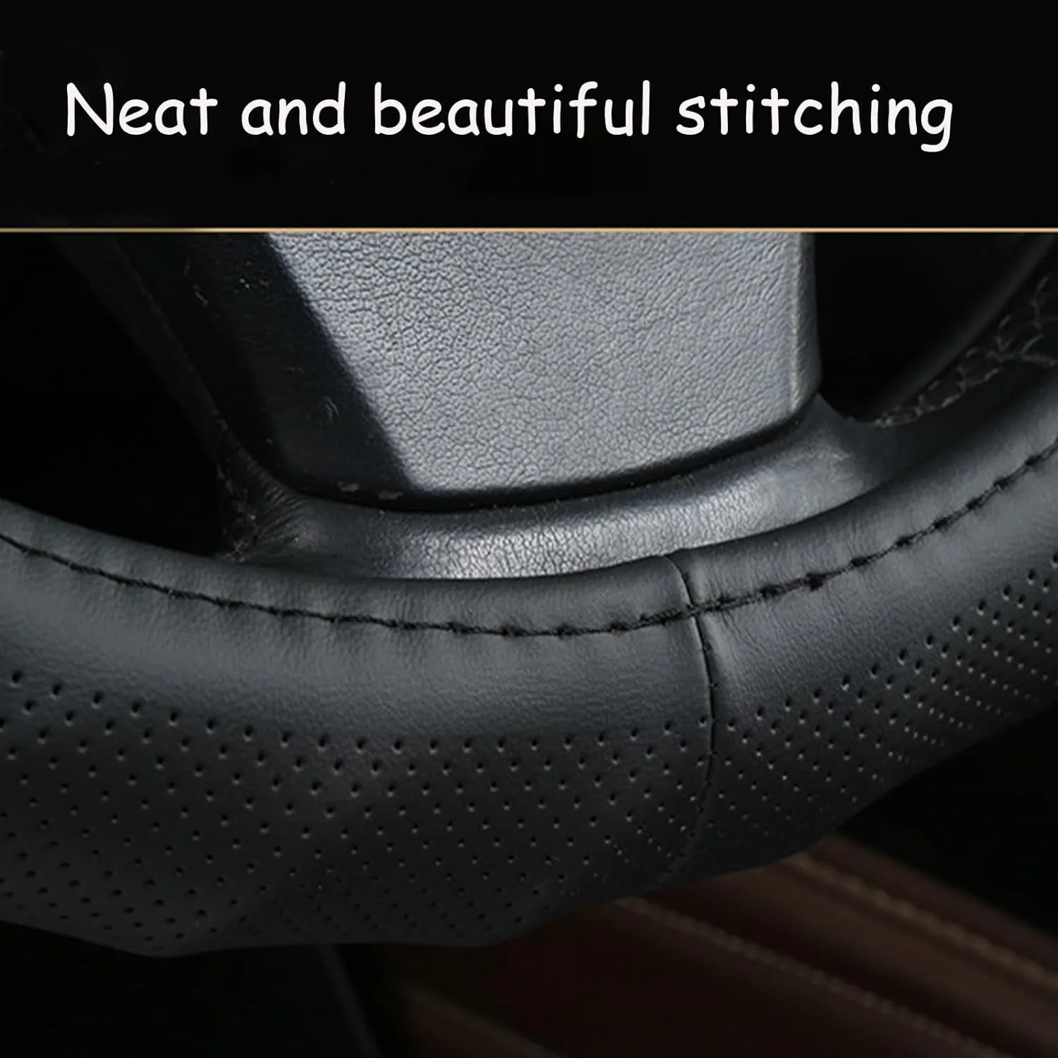 Car Steering Wheel Covers for Citro?n Berlingo/Jumper/Jumpy/2CV/Nemo/Xantia/Xsara, Anti-Slip Odorless Steering Wheels Protective Cover, Automotive Interior Accessories,A-Black