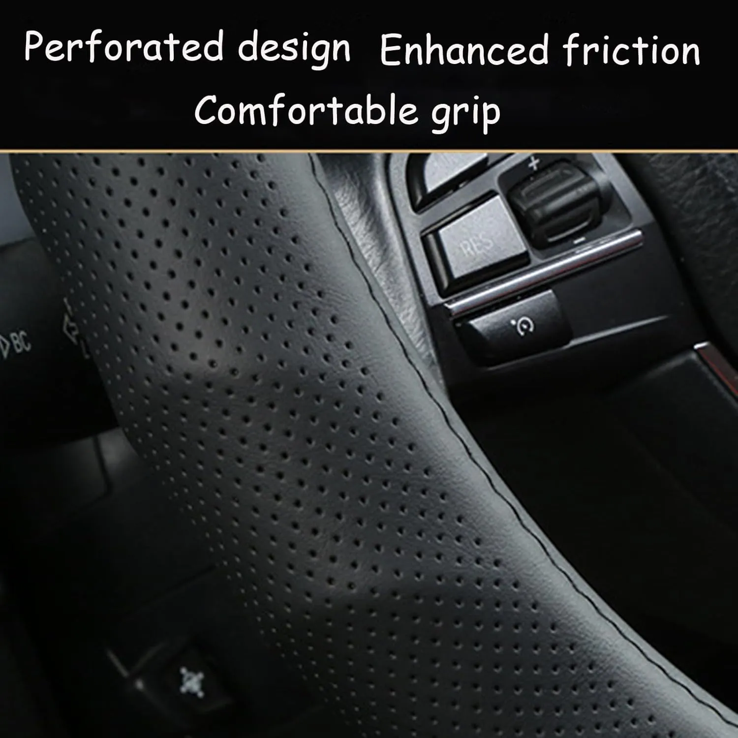 Car Steering Wheel Covers for Citro?n Berlingo/Jumper/Jumpy/2CV/Nemo/Xantia/Xsara, Anti-Slip Odorless Steering Wheels Protective Cover, Automotive Interior Accessories,A-Black