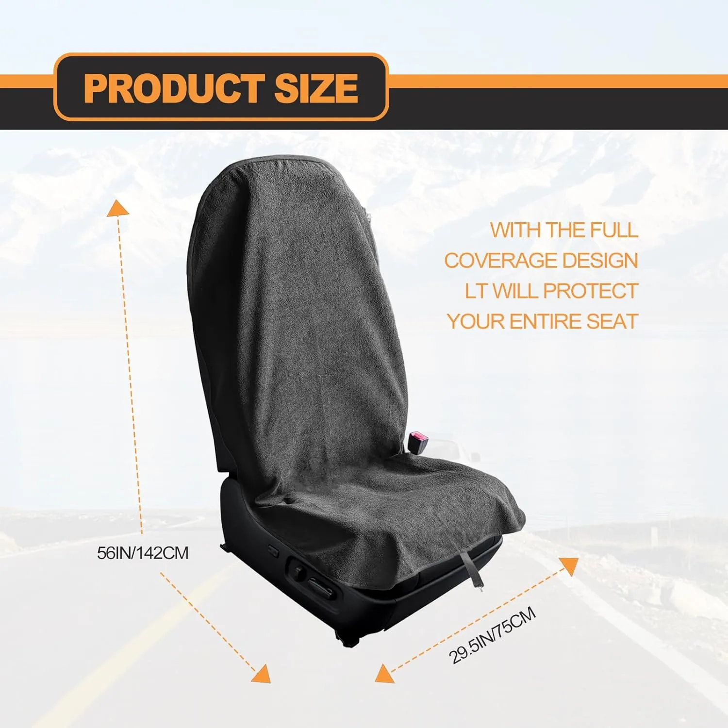 Car Waterproof Towel Front Seats Seat Covers, Washable Seat Protector, Fit Beach Swimming Outdoor Sports, Compatible with Most Cars Trucks Suvs Car (Black)