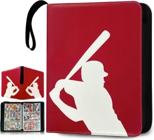 Card Binder with 50 Removable 9 pocket Sleeves, Baseball Sports Card Binder Album fits 900 Cards. Baseball Card Holder, Trading Card album design, Baseball card book. Collectible Trading card album.