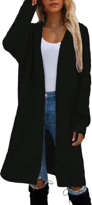Cardigan Sweaters for Women Oversized Mid Length Knitted Cardigans Autumn Winter Open Front Cover Up Warm Outerwear