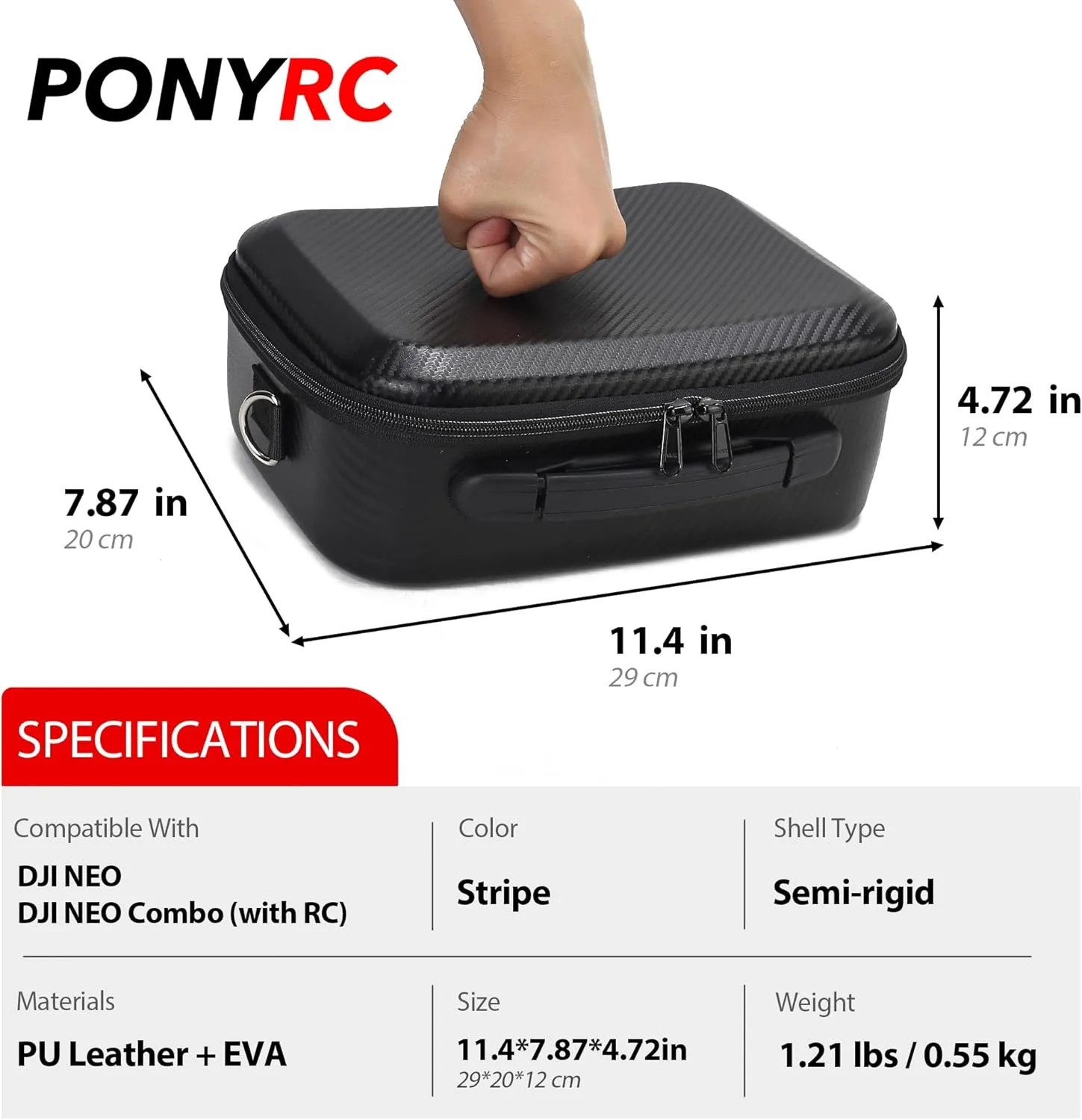 Carrying Case for DJI Neo Combo, Portable PU Leather Shoulder Bag Travel Case for DJI Neo Combo, Compatible with RC-N3/N2, Neo Battery, Charging Hub and other Accessories, Striped
