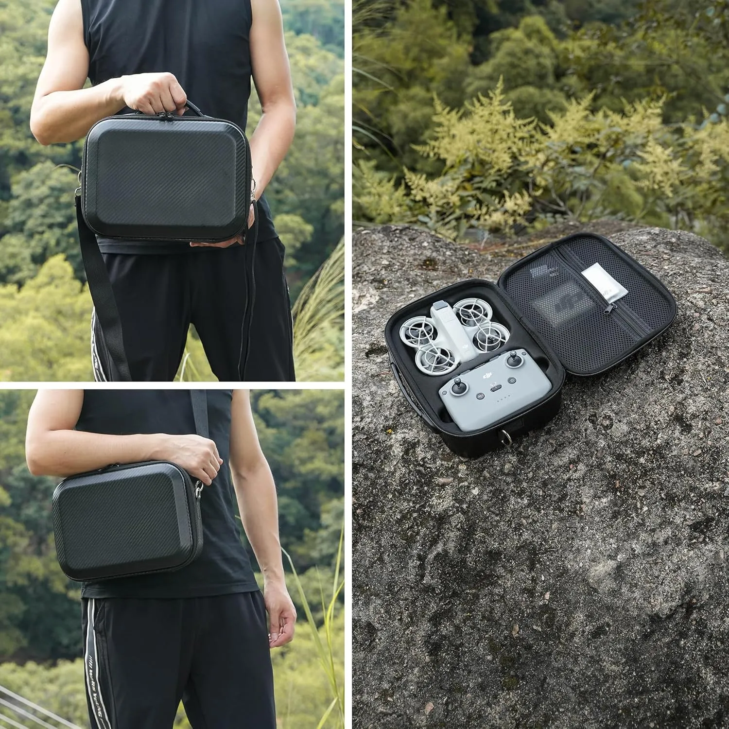 Carrying Case for DJI Neo Combo, Portable PU Leather Shoulder Bag Travel Case for DJI Neo Combo, Compatible with RC-N3/N2, Neo Battery, Charging Hub and other Accessories, Striped