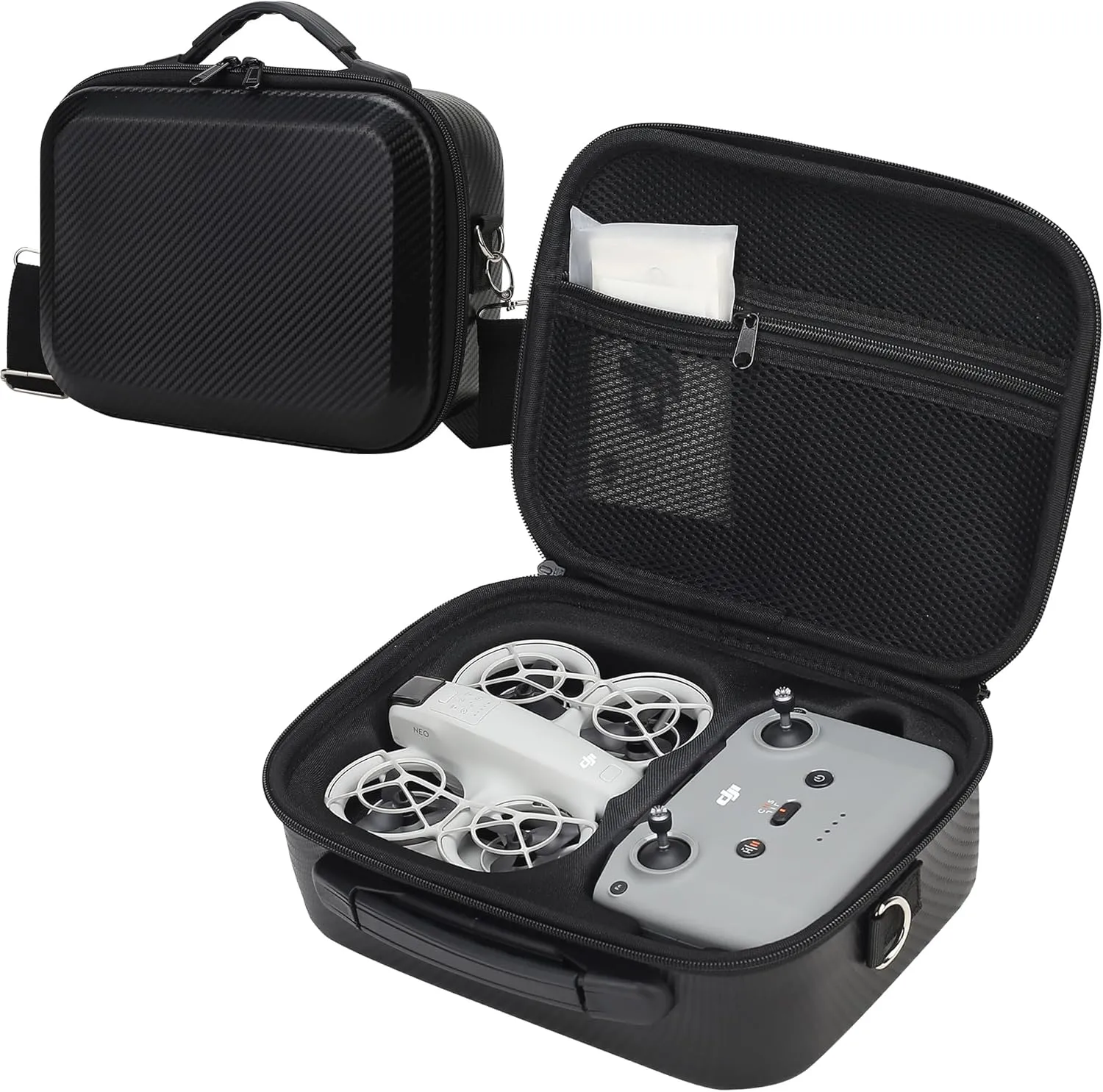 Carrying Case for DJI Neo Combo, Portable PU Leather Shoulder Bag Travel Case for DJI Neo Combo, Compatible with RC-N3/N2, Neo Battery, Charging Hub and other Accessories, Striped