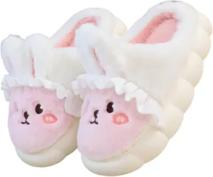 Cartoon Cute Rabbit Soft Cute Cute Plush Slippers, Heel Wrapped Cotton Slippers,Animal Home Shoes