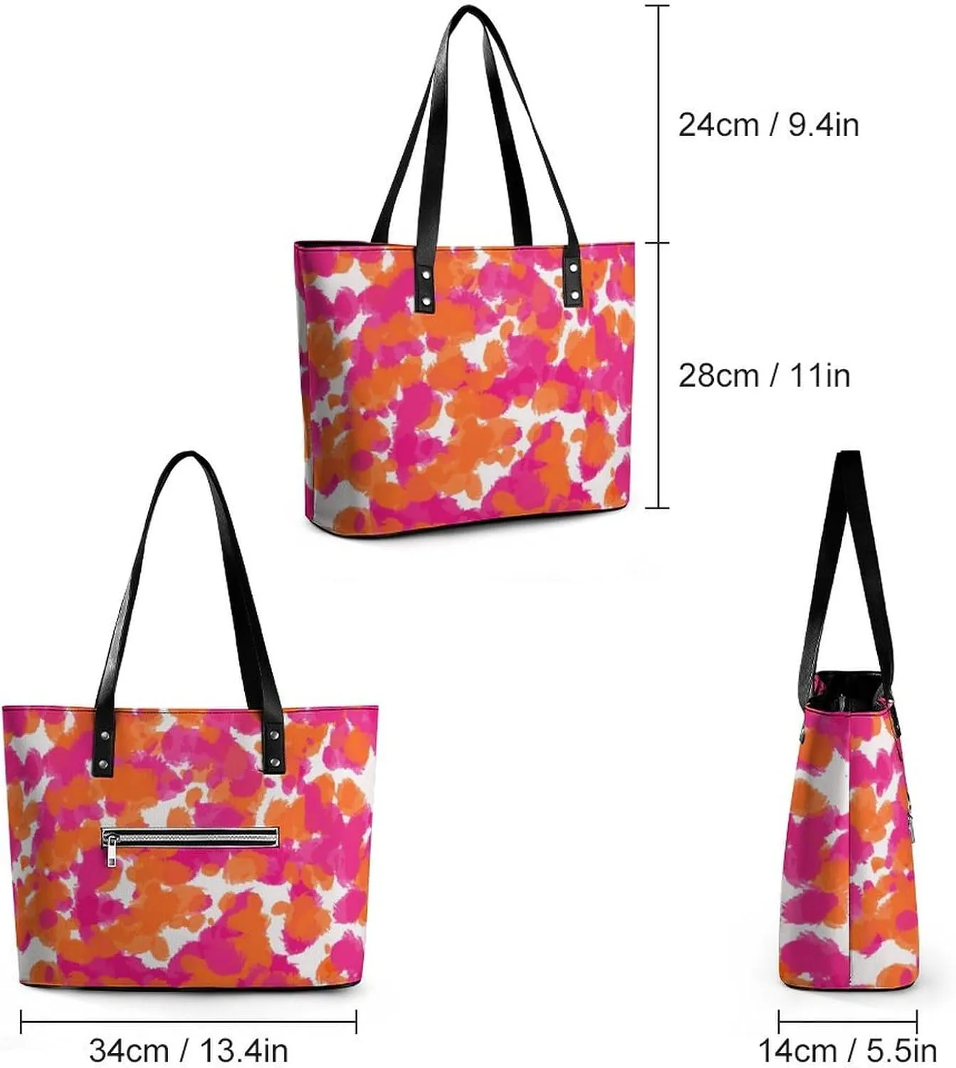 Cartoon Mushrooms A Leather Handbag with Large Capacity And Portability