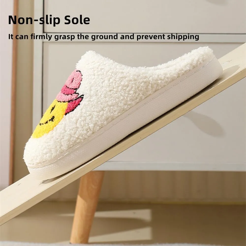 Cartoon Slippers for Women Men, Soft Fluffy Warm Lightweight Non-Slip Cute House Slippers Slip-On Cozy Indoor Outdoor Heart Meet Ne at Night Mushroom Cherry Strawberry Evil Eye Slippers