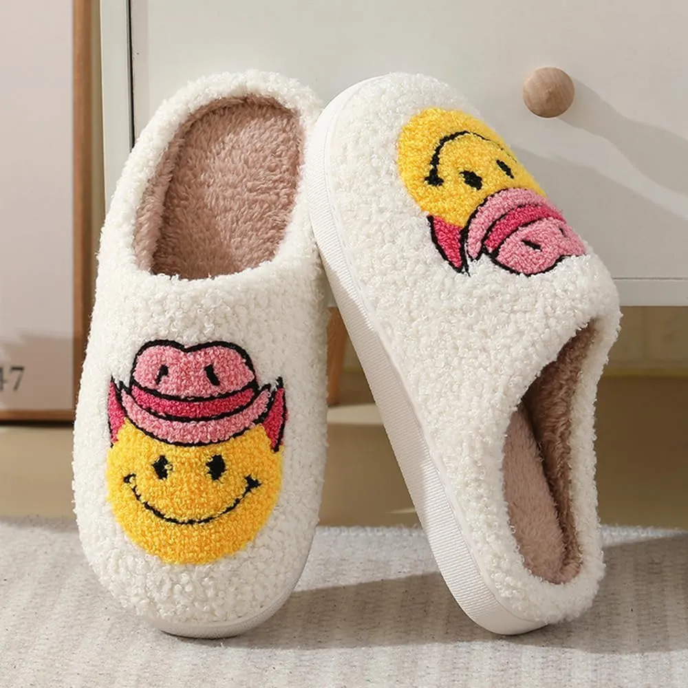 Cartoon Slippers for Women Men, Soft Fluffy Warm Lightweight Non-Slip Cute House Slippers Slip-On Cozy Indoor Outdoor Heart Meet Ne at Night Mushroom Cherry Strawberry Evil Eye Slippers