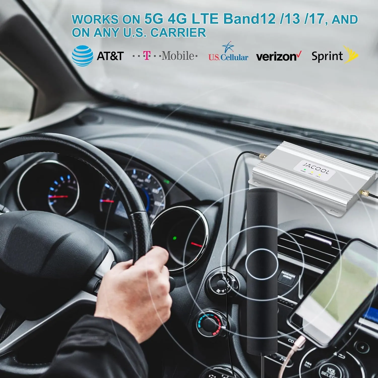 Cell Phone Booster Truck Vehicle Car RV Cell Phone Signal Booster Car RV Vehicle SUV Cell Booster RV T Mobile AT&T Car Signal Booster RV Car for Verizon Cell Signal Booster RV 5G 4G LTE Band 13/12/17