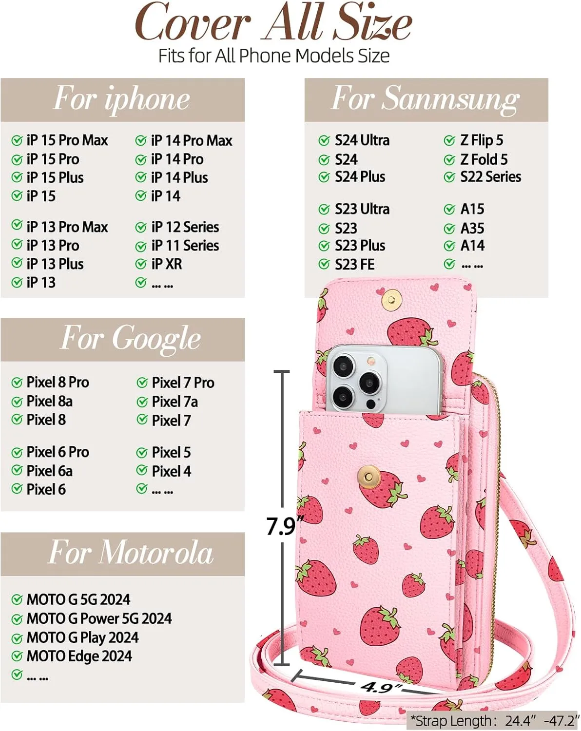 Cell Phone Purse Crossbody Bags for Women - Cute Design Leather Cellphone Bag Small Wallet Purses with Strap
