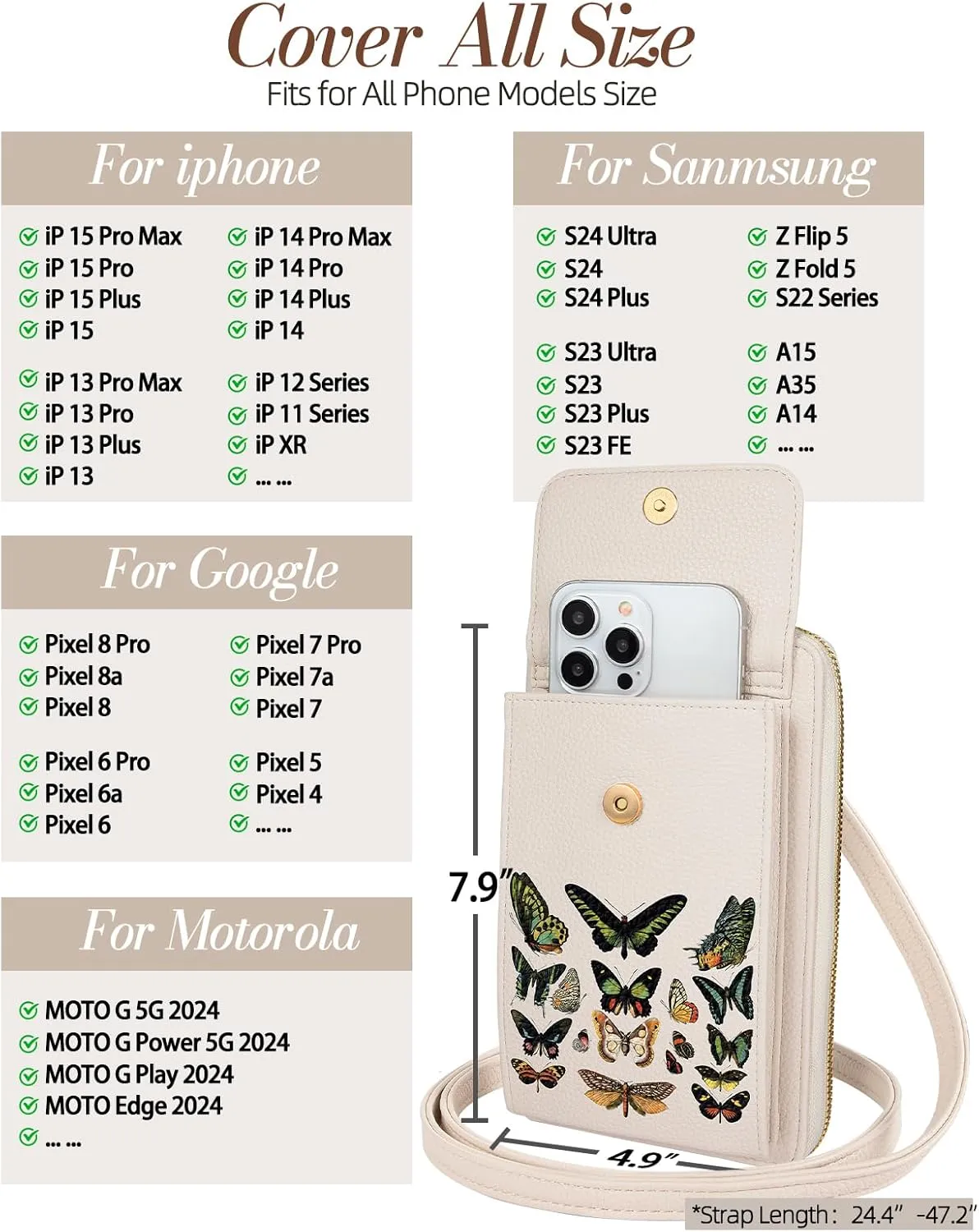 Cell Phone Purse Crossbody Bags for Women - Cute Design Leather Cellphone Bag Small Wallet Purses with Strap