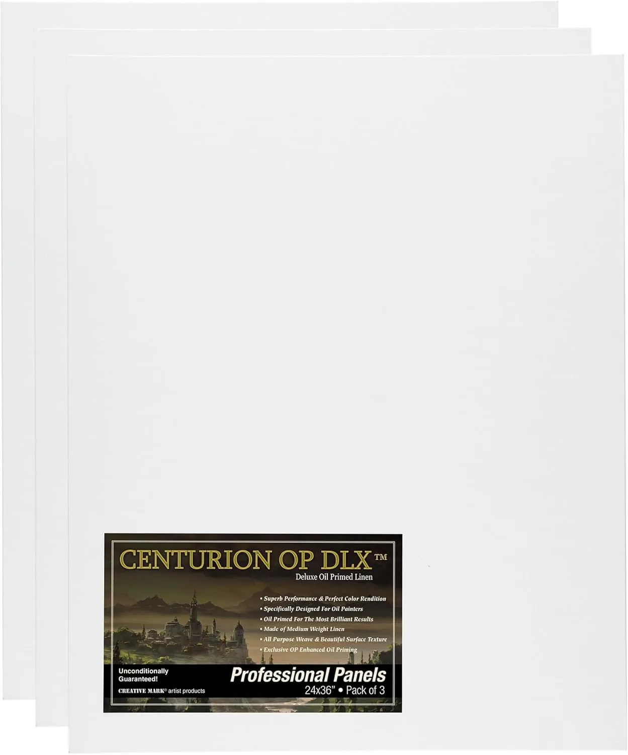 Centurion Deluxe Oil Primed Linen Panel 3-Pack 24x36"