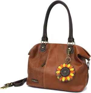CHALA Laser Cut Crossbody Shoulder bag Tote Bag Faux Leather Brown