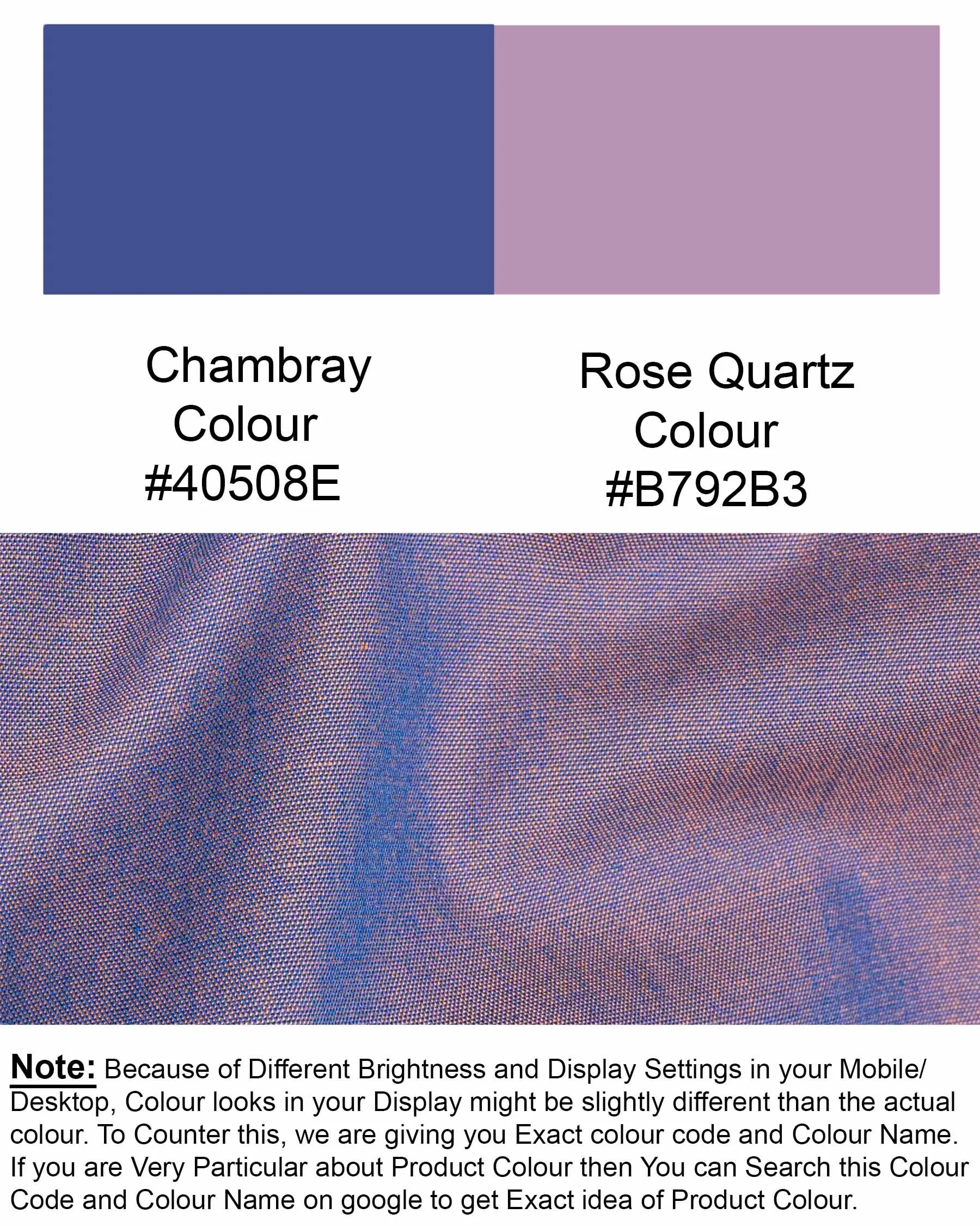 Chambray Blue and Rose Quartz Dual Tone Chambray Textured Premium Cotton Shirt