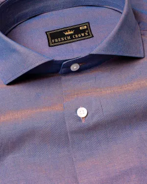 Chambray Blue and Rose Quartz Dual Tone Chambray Textured Premium Cotton Shirt