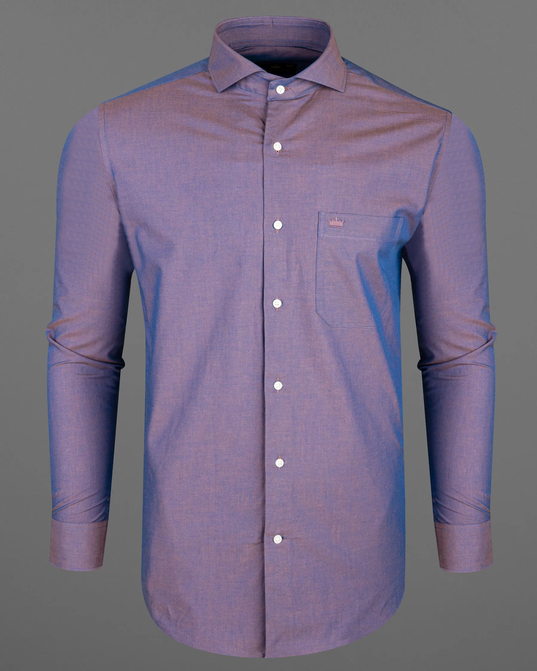 Chambray Blue and Rose Quartz Dual Tone Chambray Textured Premium Cotton Shirt