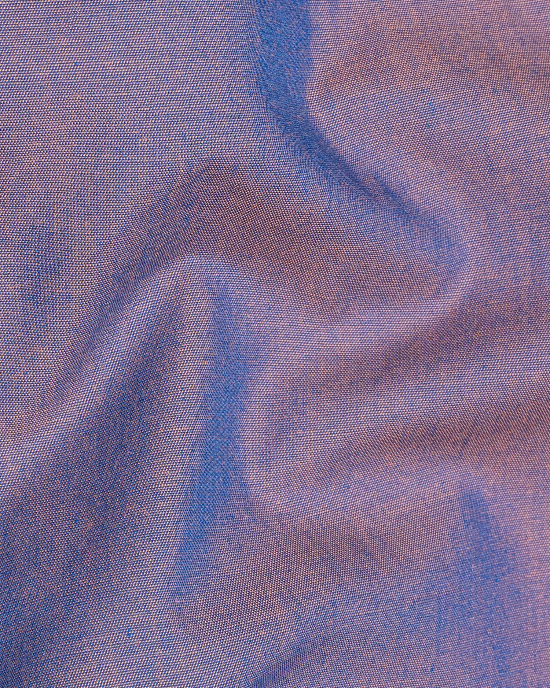 Chambray Blue and Rose Quartz Dual Tone Chambray Textured Premium Cotton Shirt