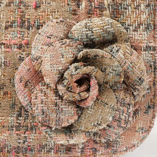 Chanel Around 2005 Made Tweed Camellia Design Chain Shoulder Bag Pink/Multi