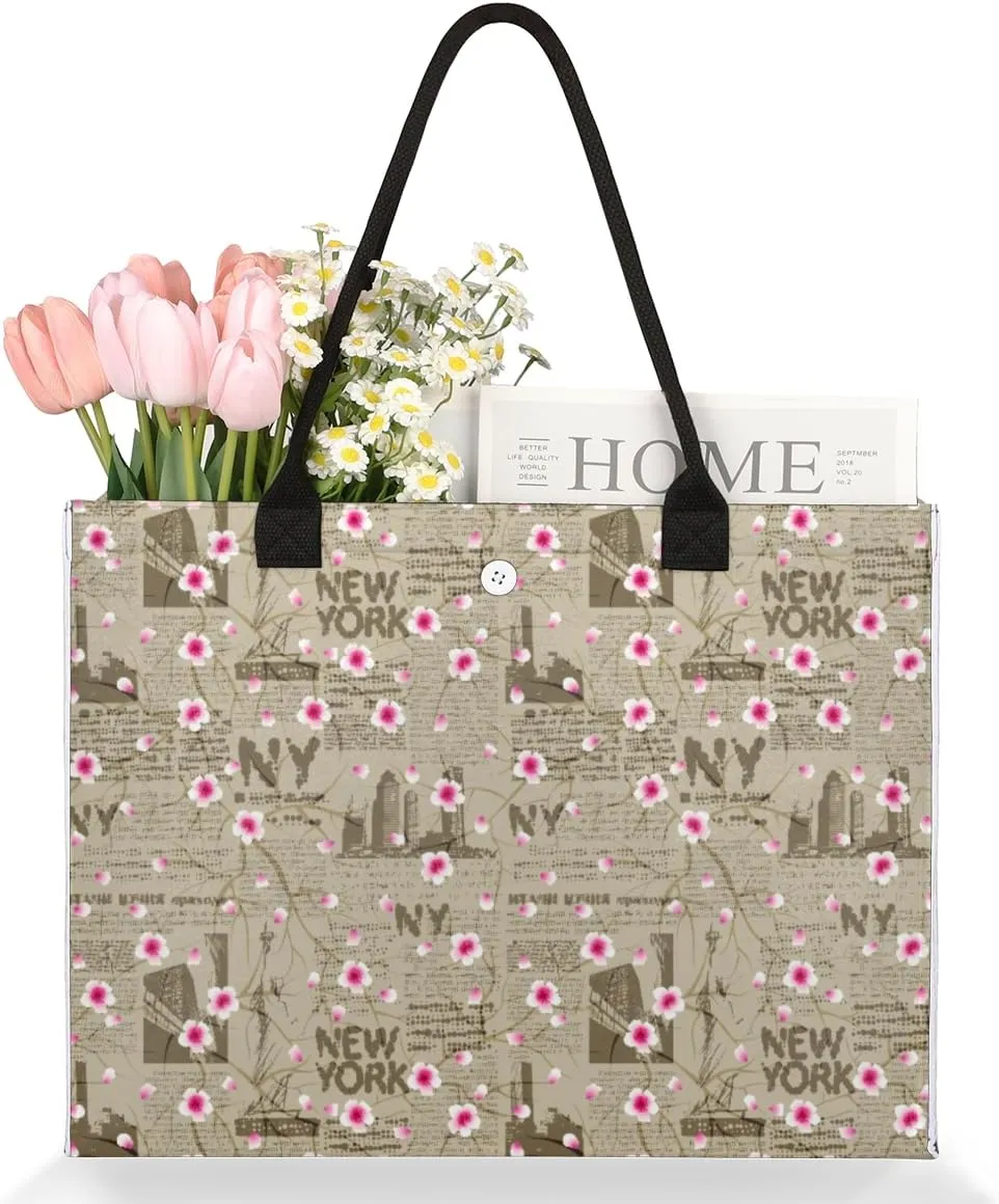 Cherry Retro Grunge Large Tote Bag Large Shoulder Bag For Women Teachers Nurses Work Shopping Travel Daily Use