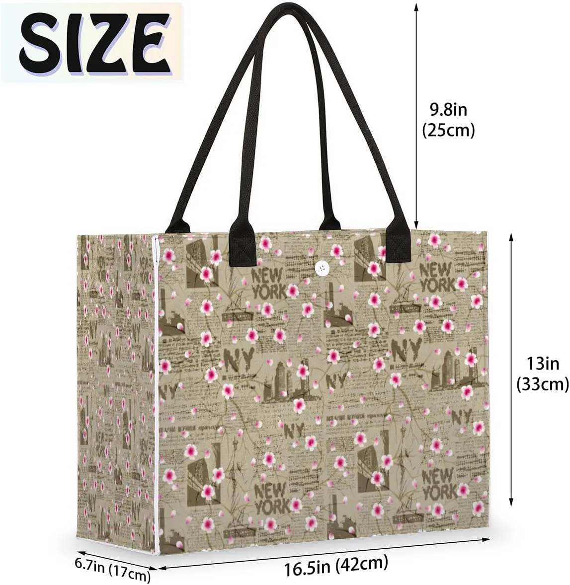 Cherry Retro Grunge Large Tote Bag Large Shoulder Bag For Women Teachers Nurses Work Shopping Travel Daily Use