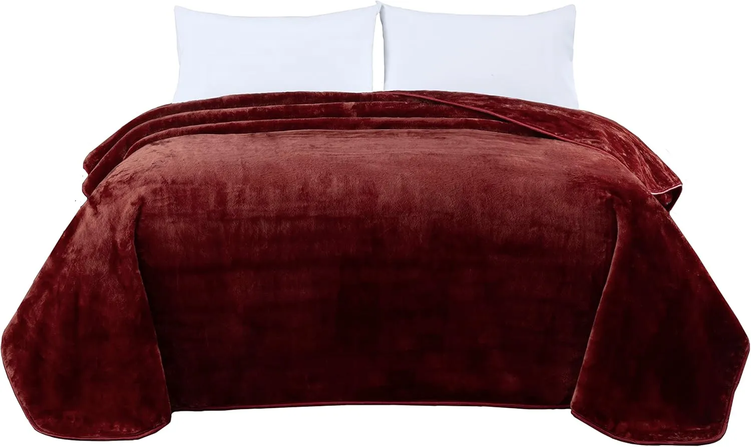 Chezmoi Collection Heavy Single Ply 9 Lbs Korean Style Faux Mink Blanket, 750GSM Thick Silky Soft Plush Raschel Mink Blanket, 85" x 95" King, Solid Burgundy