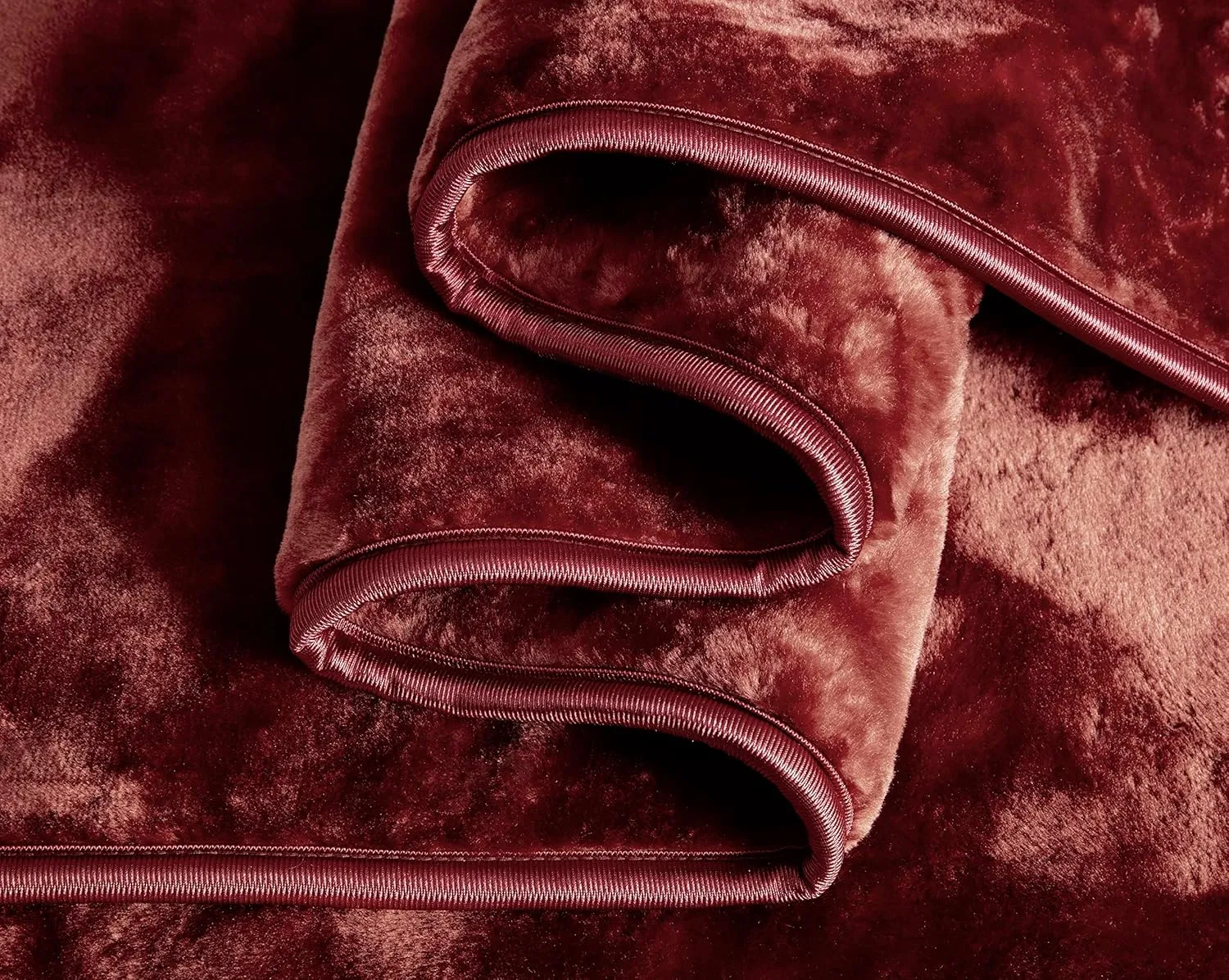 Chezmoi Collection Heavy Single Ply 9 Lbs Korean Style Faux Mink Blanket, 750GSM Thick Silky Soft Plush Raschel Mink Blanket, 85" x 95" King, Solid Burgundy