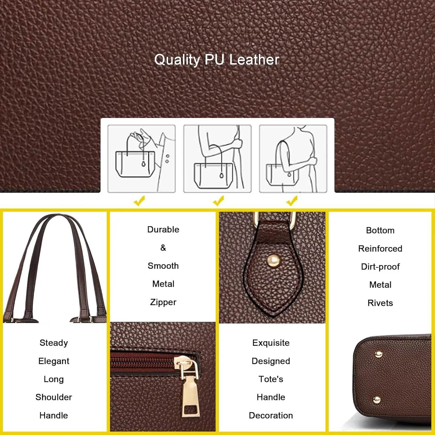 CHICAROUSAL Tote Bag for Women Large Handbags and Purses for Women PU Leather Womens Shoulder Bags