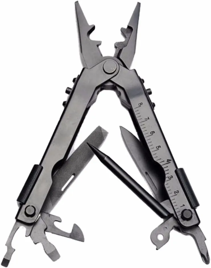 Chougnar 13 in 1 multifunctional folding telescopic pliers combination tool outdoor emergency rescue equipment multi tool - (Color: indigo)