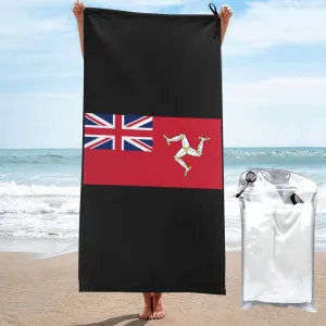 Civil Ensign of The Isle of Man Flag Beach Towel with Travel Bag 31.5"x63" Quick Dry Sand Free Lightweight Large Oversized Towels Light Vacation Essentials