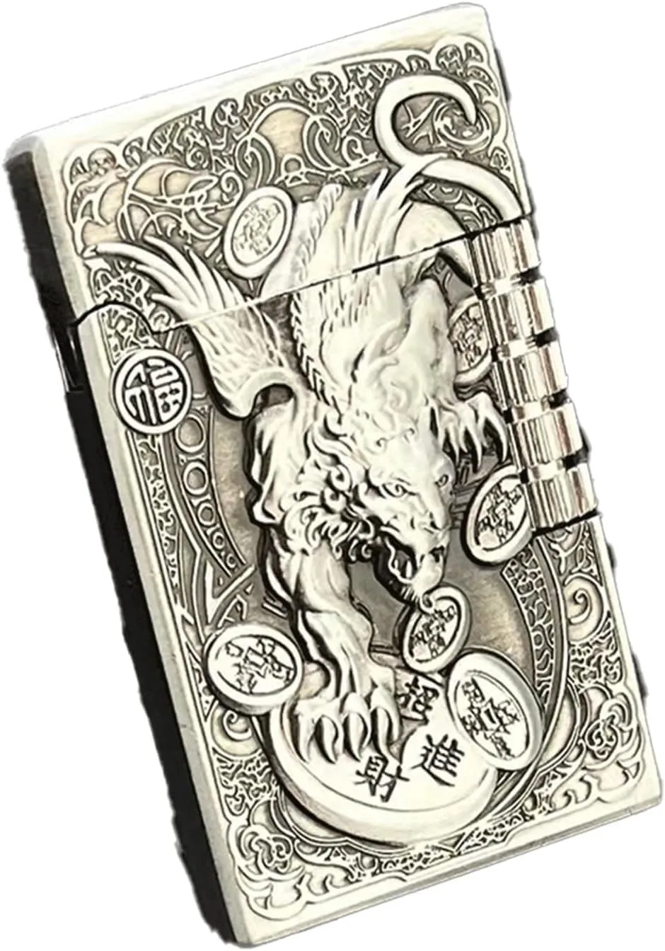 Classic brass Grinding Wheel Lighter, 3D Engraving,Sound of Opening Lid,Flint Side Slide Igniter,Soft Flame Lighter Butane Lighter, Outdoor Cigarette/Cigar/Candle Gift for Men，Dad Husband Gift Collect
