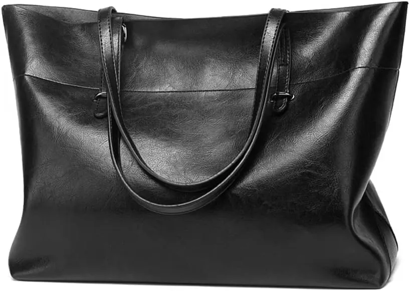 Classic Fashion Genuine Leather Tote Bag for Women - Large Capacity Shoulder Handbag with Zipper Closure