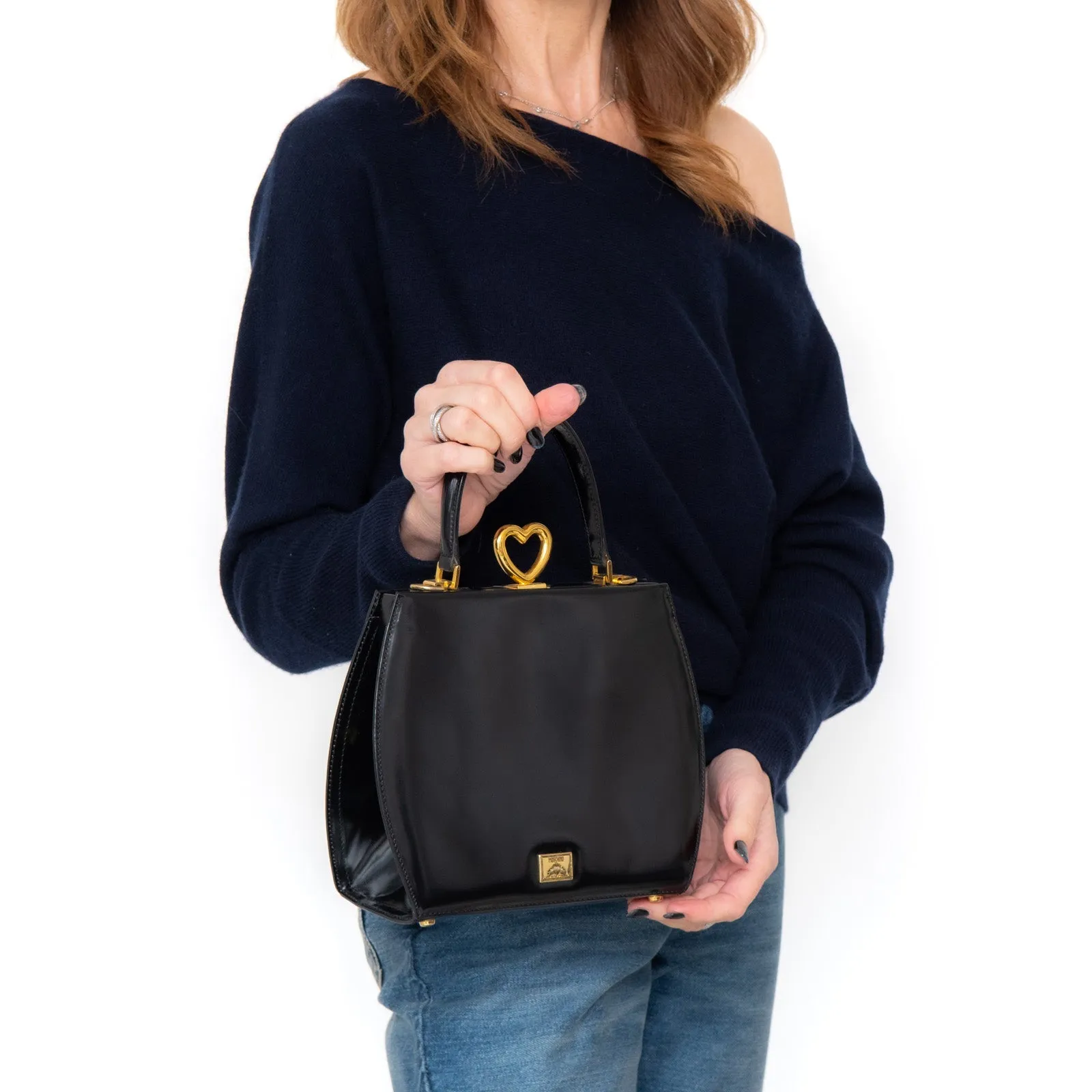 Clear communication Bag Shockproof Moschino Black Leather