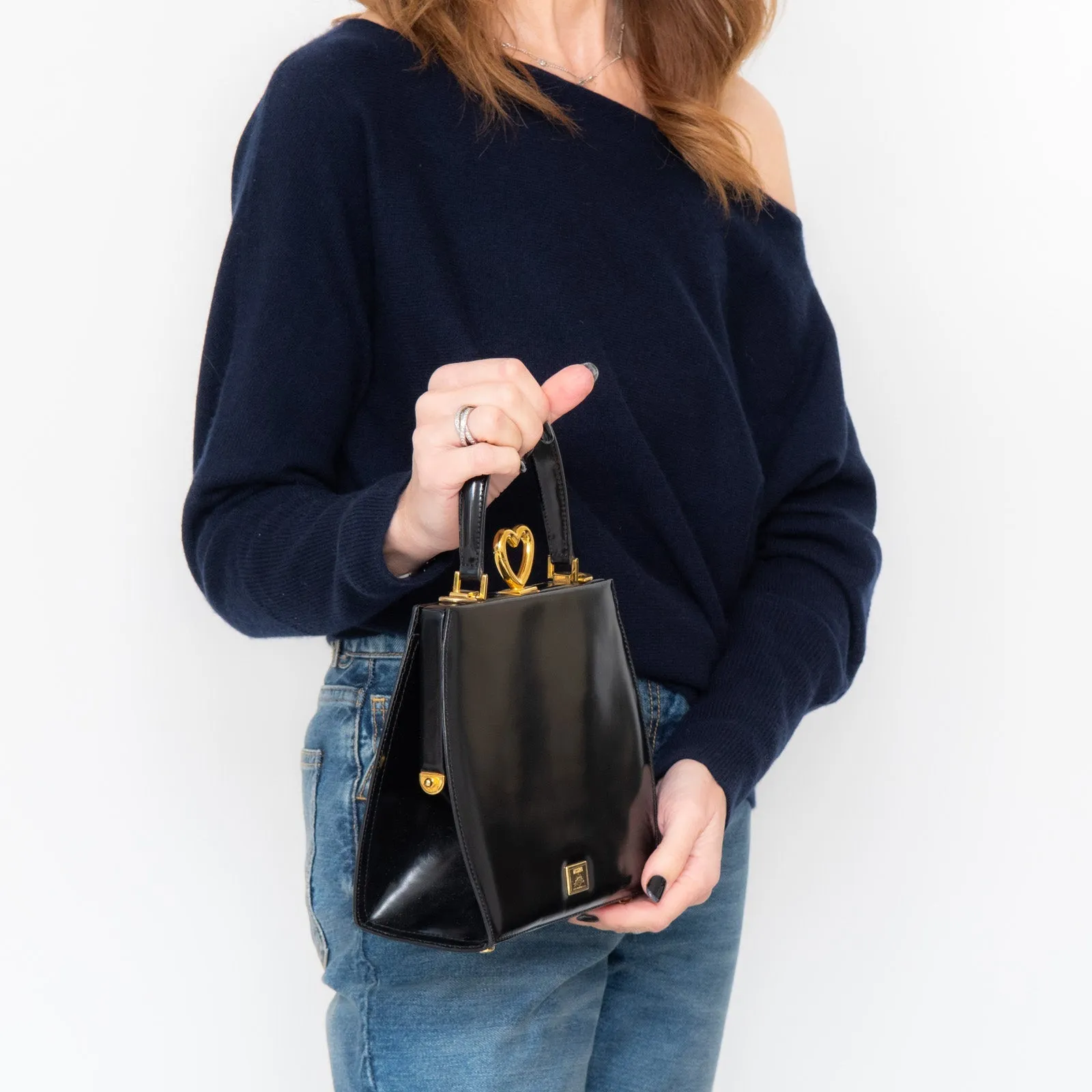 Clear communication Bag Shockproof Moschino Black Leather