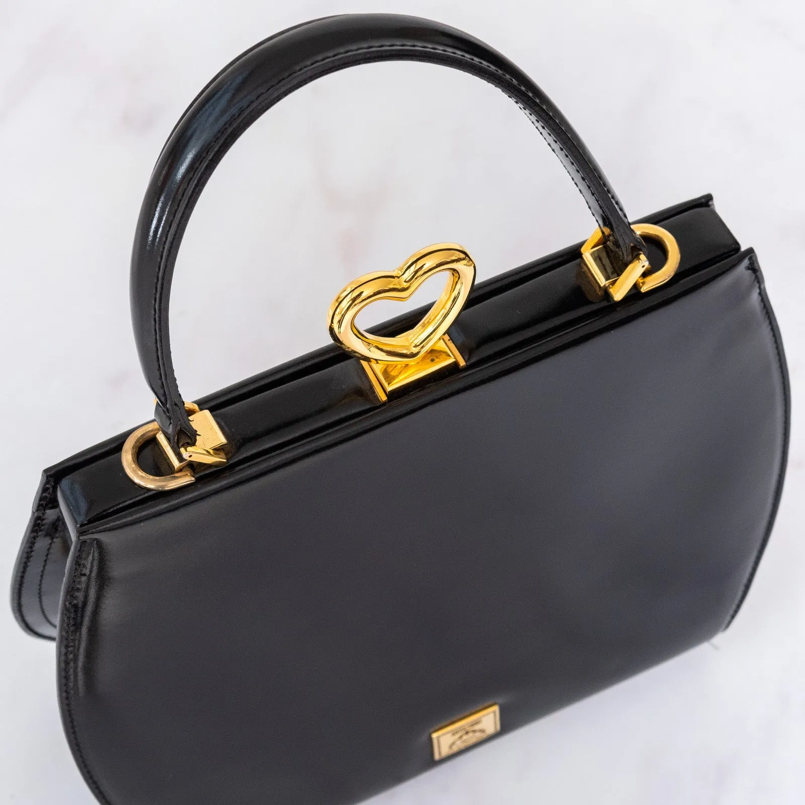 Clear communication Bag Shockproof Moschino Black Leather
