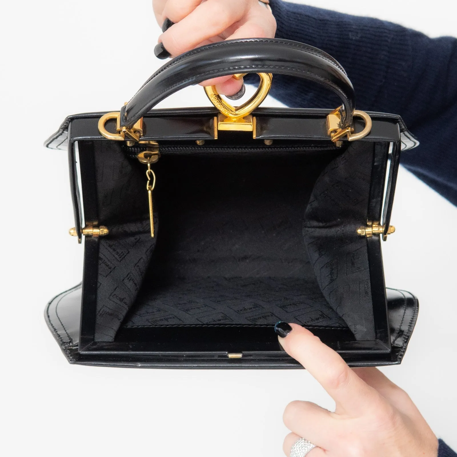Clear communication Bag Shockproof Moschino Black Leather