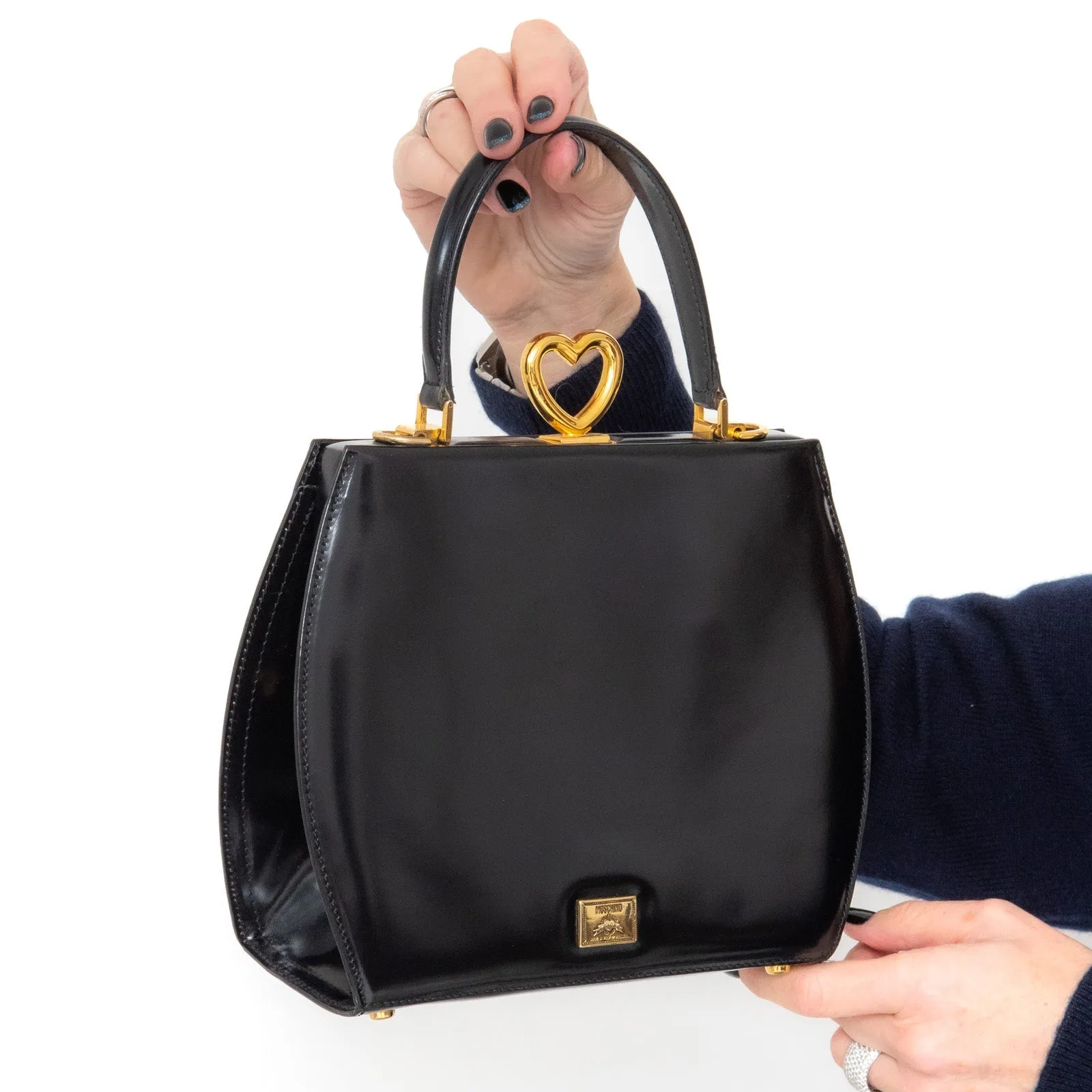 Clear communication Bag Shockproof Moschino Black Leather