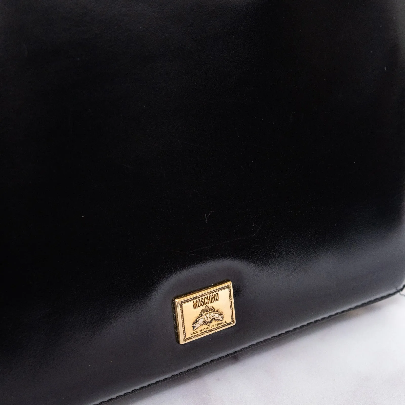 Clear communication Bag Shockproof Moschino Black Leather