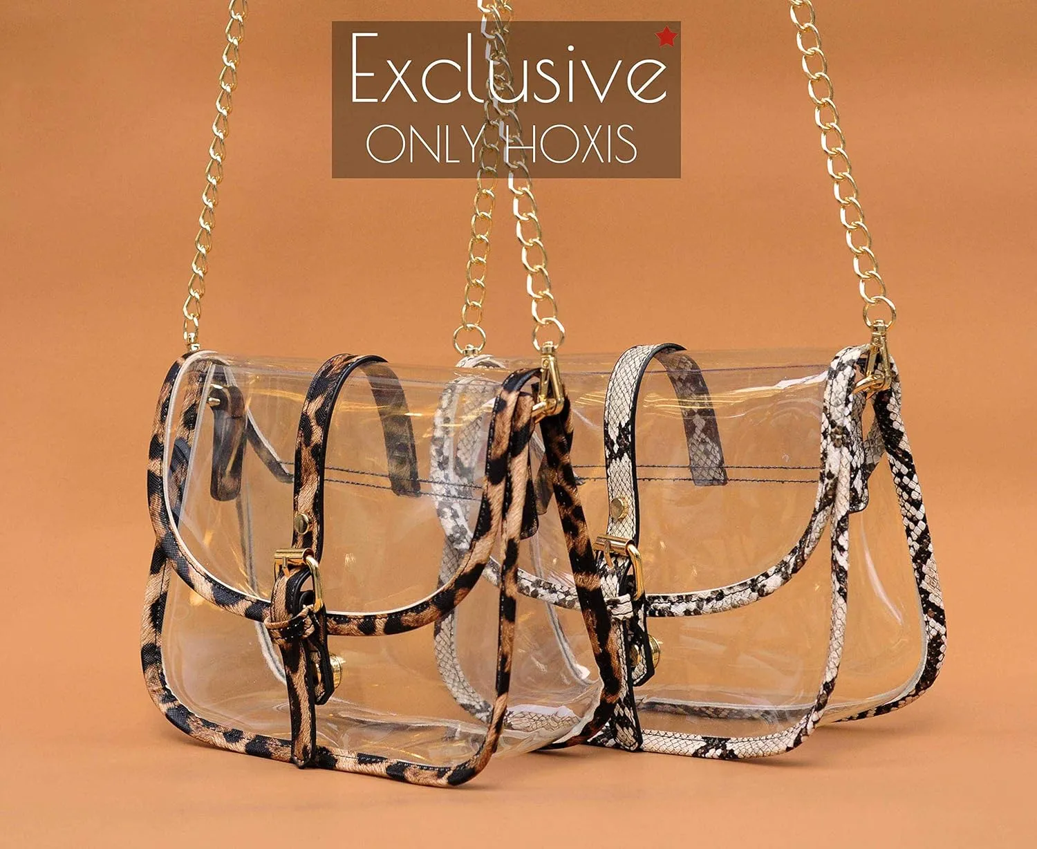 Clear Saddle Cross Body Bag Women Chain Shoulder Handbag Purse