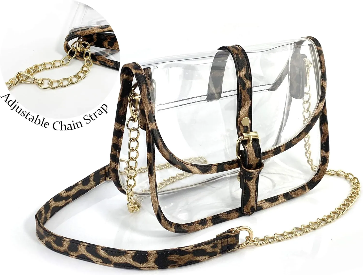 Clear Saddle Cross Body Bag Women Chain Shoulder Handbag Purse