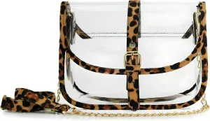 Clear Saddle Cross Body Bag Women Chain Shoulder Handbag Purse