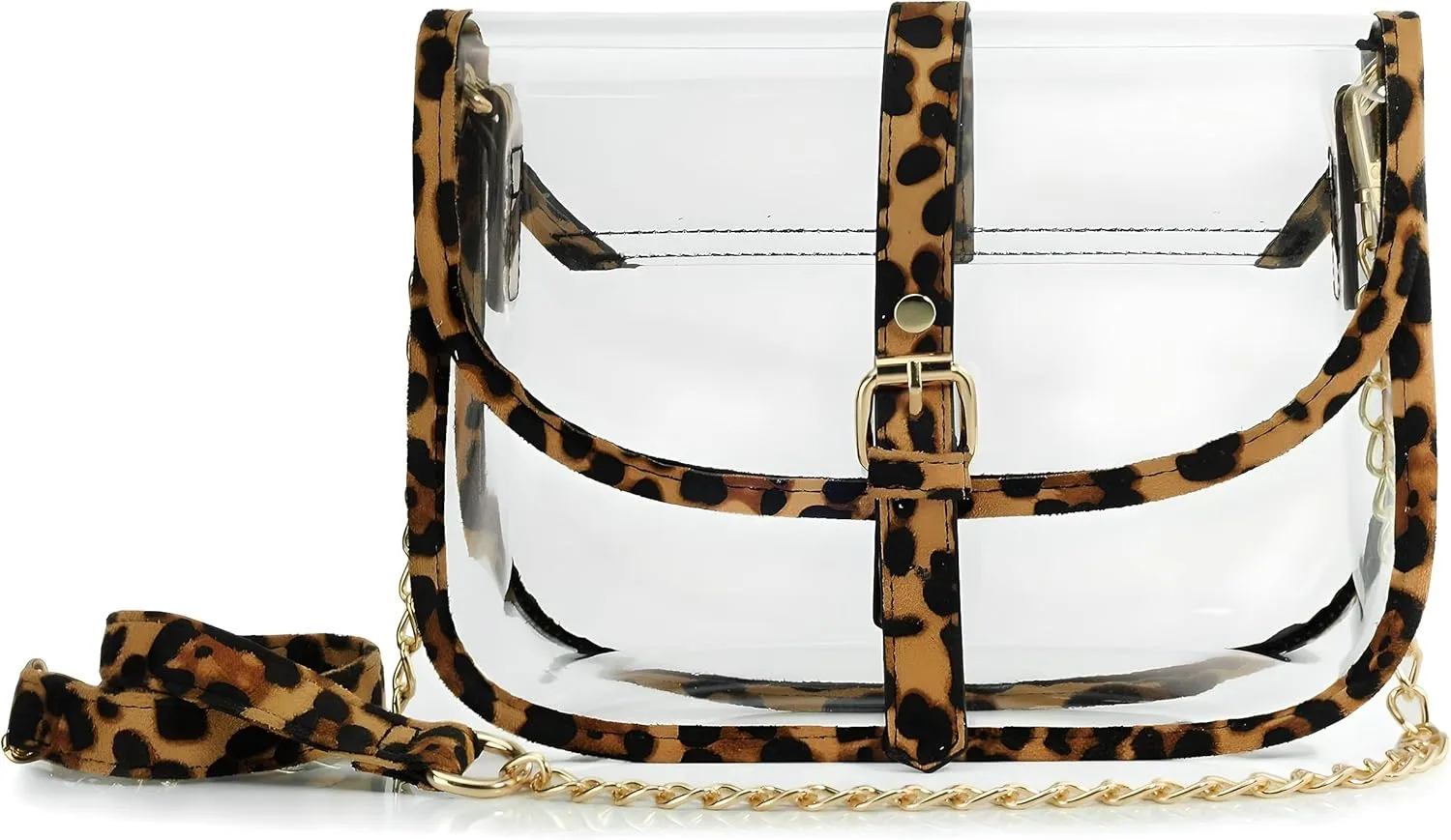 Clear Saddle Cross Body Bag Women Chain Shoulder Handbag Purse