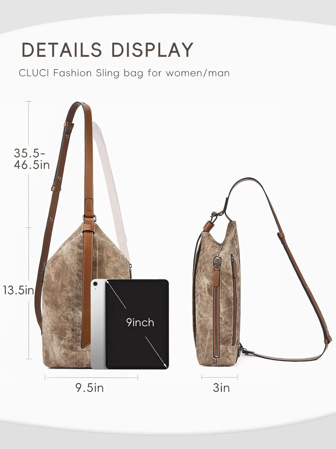 CLUCI Crossbody Bags for Women, Denim Sling Bags for Women, Cross Body Bag for Woman,Leather Cross Body Bag Daypack