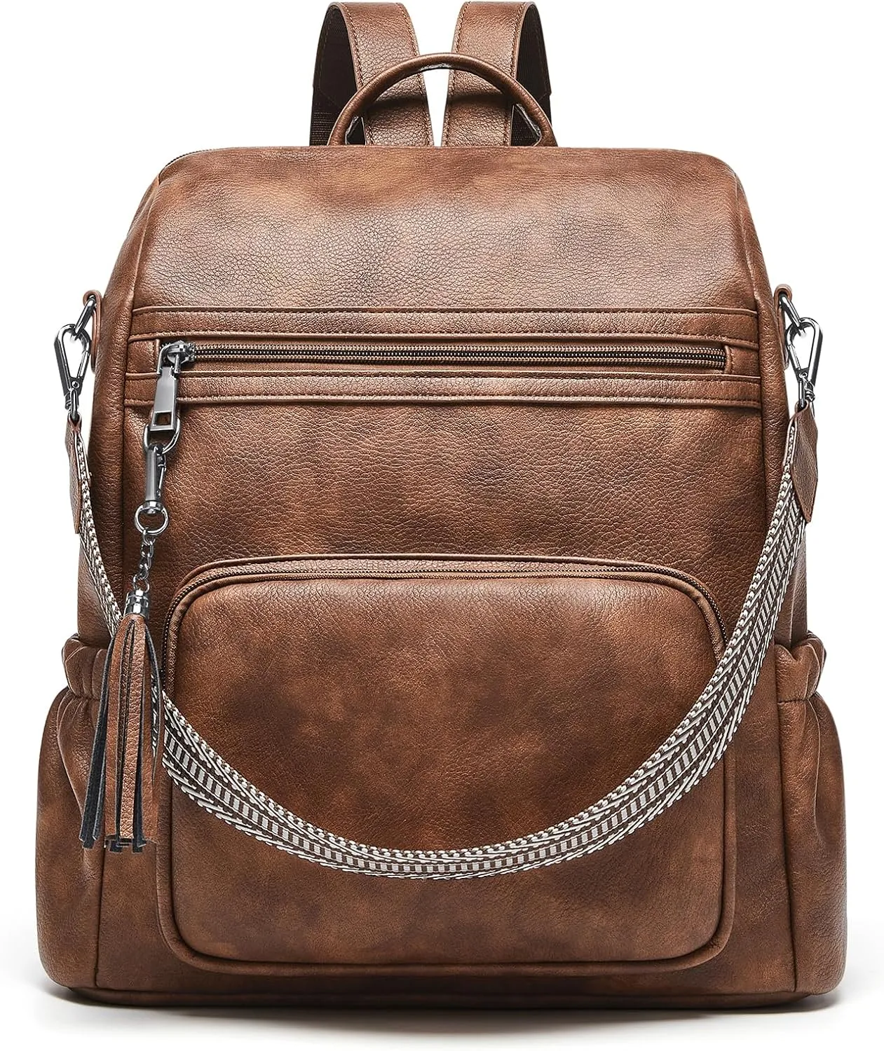 Cnoles Backpack Purse for Women Vegan Leather Ladies Large Travel Backpack Fashion Casual College Shoulder Bag Brown