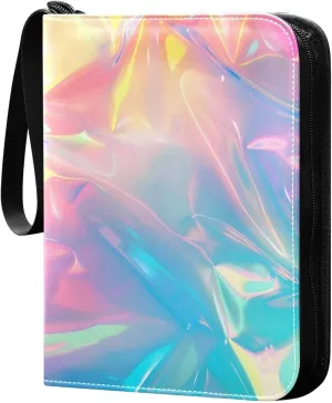 Colorful Background Card Binder Trading Cards Holder 4-Pocket，Album Pages Card Display Sleeves Fits 400 Cards Collector Book