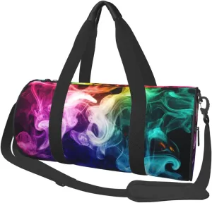 Colorful Smoke Printed Sports Gym Bag for Men Women Foldable Duffel Bag Carry On Weekender Bag for Travel Sports